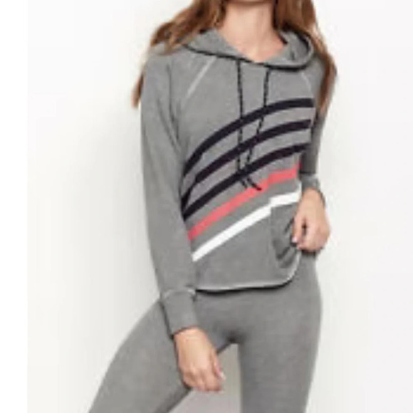 Sundry Tops - Sundry Diagonal Stripe Hoodie- Heather Grey Size Large